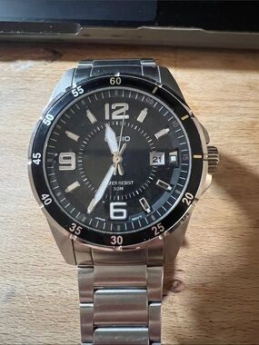 Casio Stainless Steel Watch with Black Dial